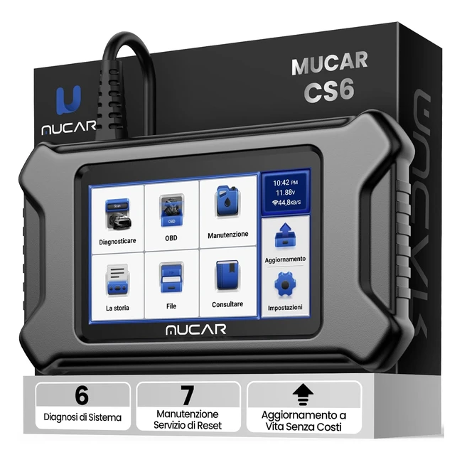 MUCAR CS6 OBD2 Auto Diagnostica - Aggiornamento a Vita - 6 Diagnosi Sistema ABS/SRS/ECM/TCM/BCM/TPMS - 7 Servizi Manutenzione Olio/EPB/SAS/ETC/FAP
