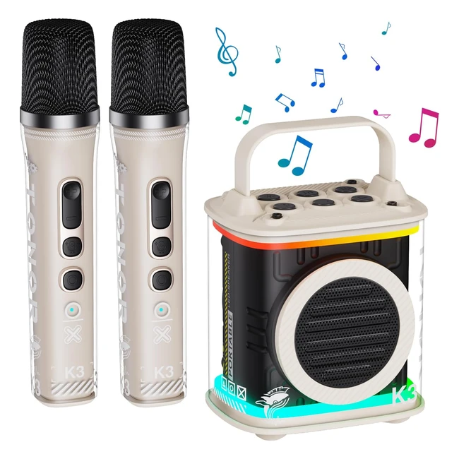 Mini Máquina de Karaoke con 2 Micrófonos Inalámbricos TONOR Portable Bluetooth Karaoke Stitite para Niños y Adultos