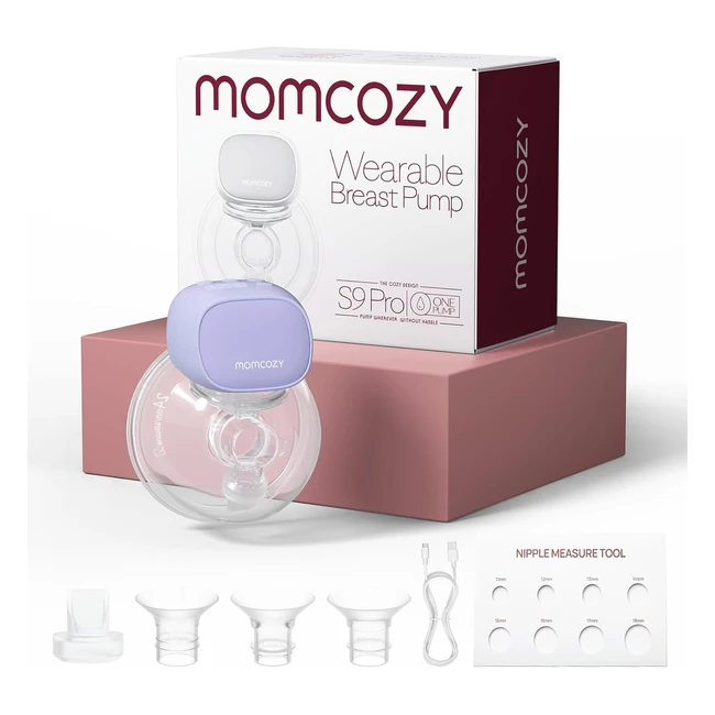 Momcozy S9 Pro Tire-lait électrique mains libres avec batterie longue durée et écran LED 2 modes 9 niveaux 24mm violet