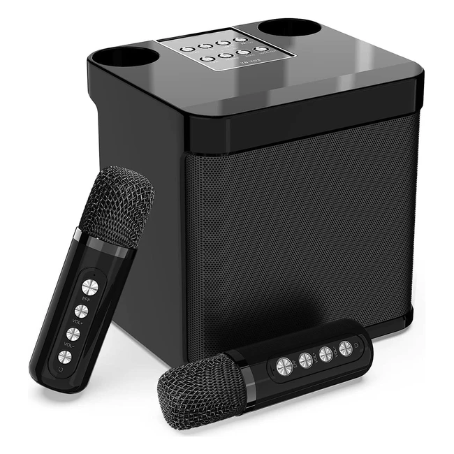 Karaoke inalambrico con microfono - Potente Altavoz Bluetooth - 2 Micrfonos - Porttil