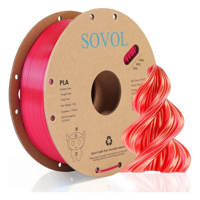 Filamento PLA di Seta Doppio Colore 175mm - Sovol Magic 3D - 1kg - Rosagold