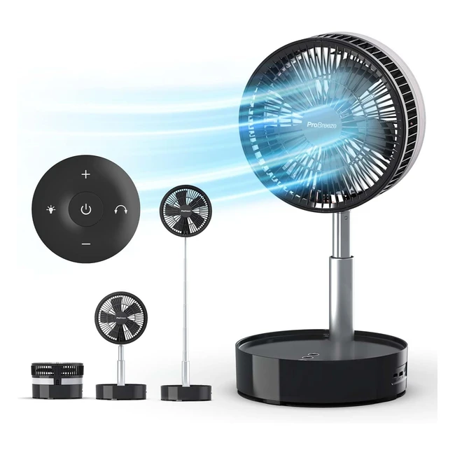 Pro Breeze Rechargeable Portable Fan Telescopic Built-in 10000 mAh Battery USB P