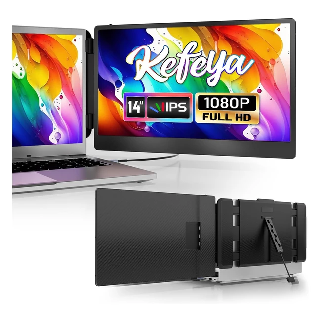 Kefeya Portable Monitor for Laptop 14 FHD 1080P IPS 300nit Dual Screen
