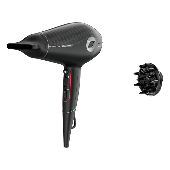 Rowenta x Karl Lagerfeld Glow Addict - Moteur Hybride - Schéchage Ultrarapide - Booster Ionique - 2 Accessoires CV613LF0