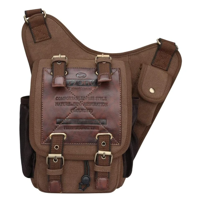 Vintage Canvas PU Leather Shoulder Messenger Bag - Szone Unisex Multifunctional 