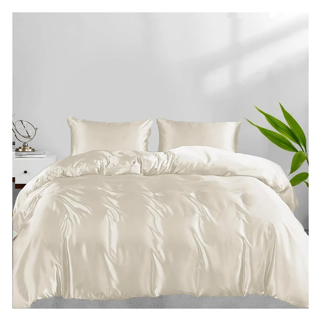 Linenwalas 100% Natural Bamboo 3-Piece Duvet Cover Set - Superking Ivory | Softest, Cooling Bedding with Zipper & Corner Ties