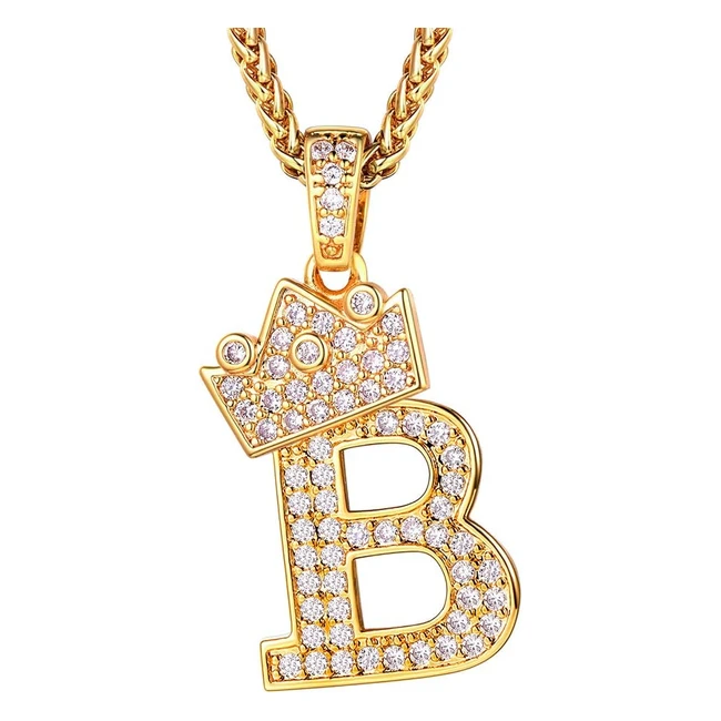 Collier Lettre B Richsteel Hip Hop Bijoux Plaqué Or Strass Chaine Réglable