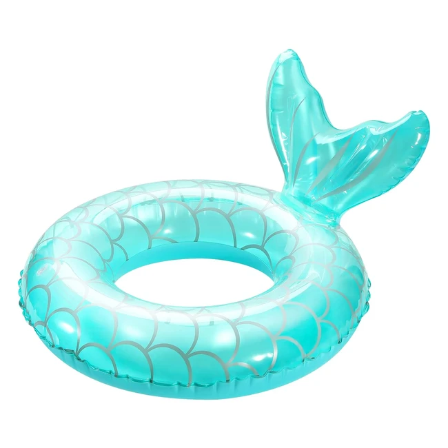 Heysplash Inflatable Swim Ring Mermaid Tail Shape PVC Floatie - Fun Water Activi