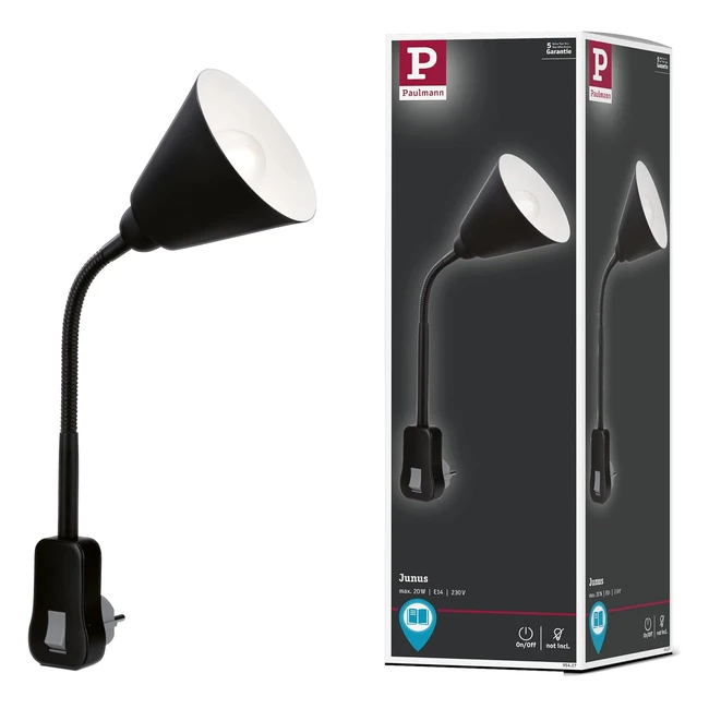 Lmpara Enchufable Paulmann Junus 95427 - Brazo Flexible - Negro - 20W - Luz E1