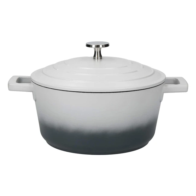 Masterclass Small Casserole Dish with Lid - Lightweight Cast Aluminium - Induction Hob and Oven Safe - Grey Ombre - 25L/20cm