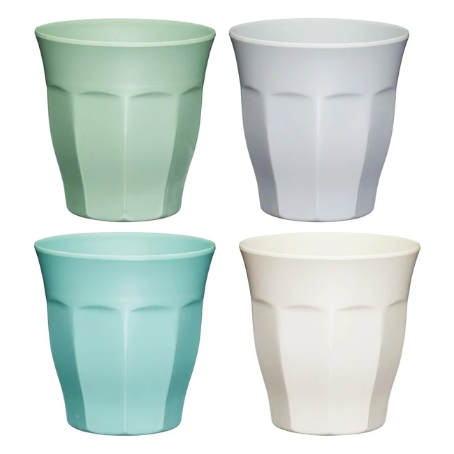 Colourworks Melamine Plastic Cups Set of 4 Picnic Mugs 280ml - Classic Colour