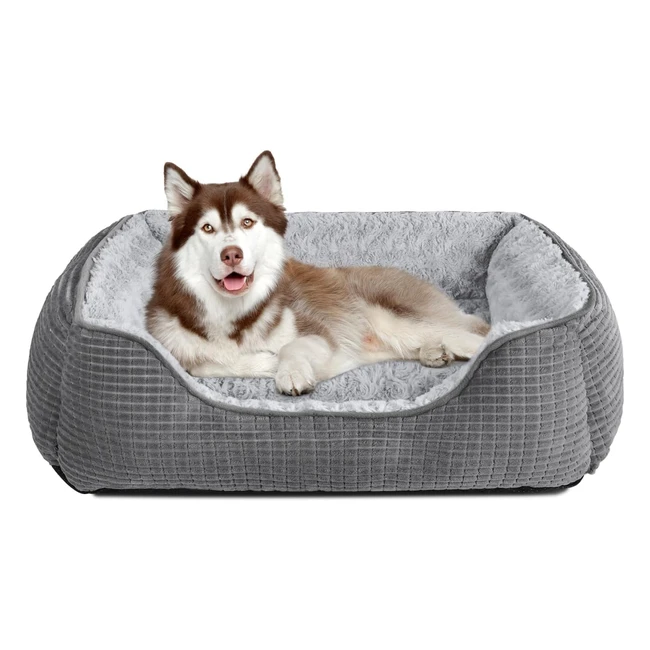 JoeJoy Extra Large Dog Bed Washable Pet Bed Soft Rose Velvet Dog Bed Grey 896423 cm Orthopedic Calming
