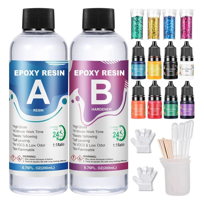 Kit Resine Epoxy Transparente 400ml - Artisanat Bijoux Decoration