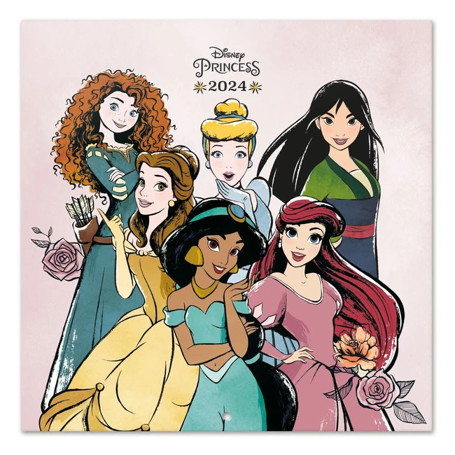 Calendrier mural 2024 Princesses Disney - 30x60 cm - FSC - Multilingue