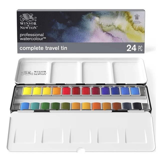 Winsor Newton Set de Acuarelas Profesionales 24 Colores Medio Godets Viaje