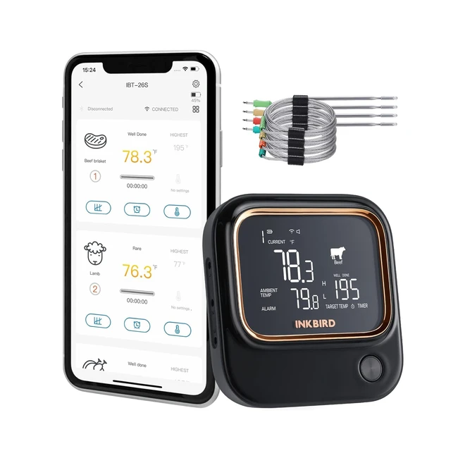 Termometro Cucina Wifi 5G e Bluetooth Inkbird IBT26S - Controllo App Allarme Tem