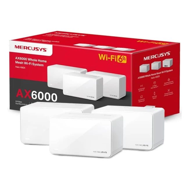 Mercusys AX6000 Whole Home Mesh WiFi 6 System - Coverage up to 8500 ft - Connect Over 150 Devices - 1024QAM - 25 Gbps - Halo H90X 3Pack
