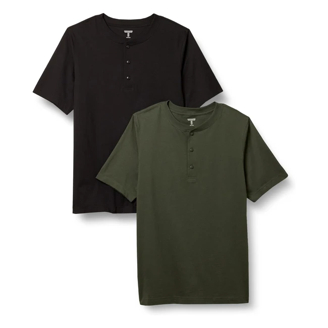 Amazon Essentials Herren Regular Fit Kurzarm Henley Shirt 2er Pack