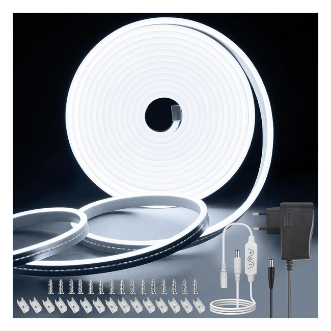 Tira LED Neon 5m Luz Blanca 600 LEDs Flexible 12V - Impermeable IP65