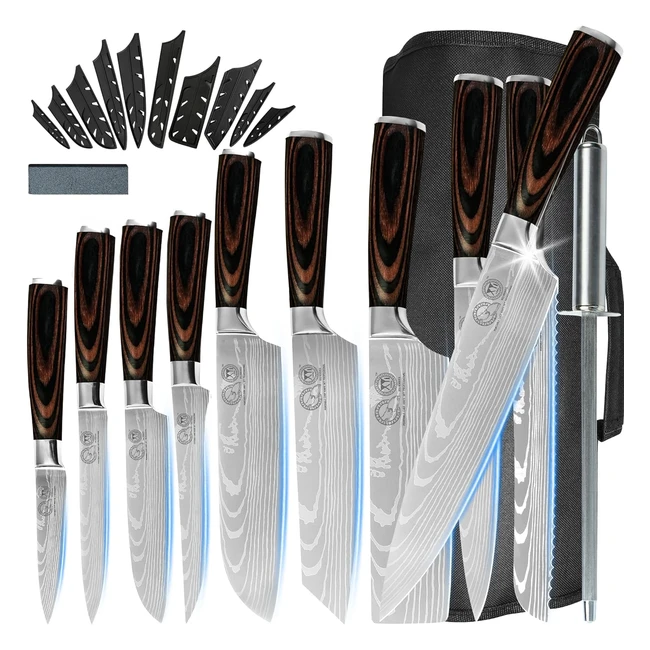 Set coltelli cucina inox 10 pezzi XYJ con asta affilatrice e custodia trasporto