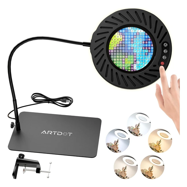 Lupa con Luz 10x ArtDot para Manualidades y Lectura - 144 LED - 5 Temperaturas de Color - 9 Niveles de Brillo