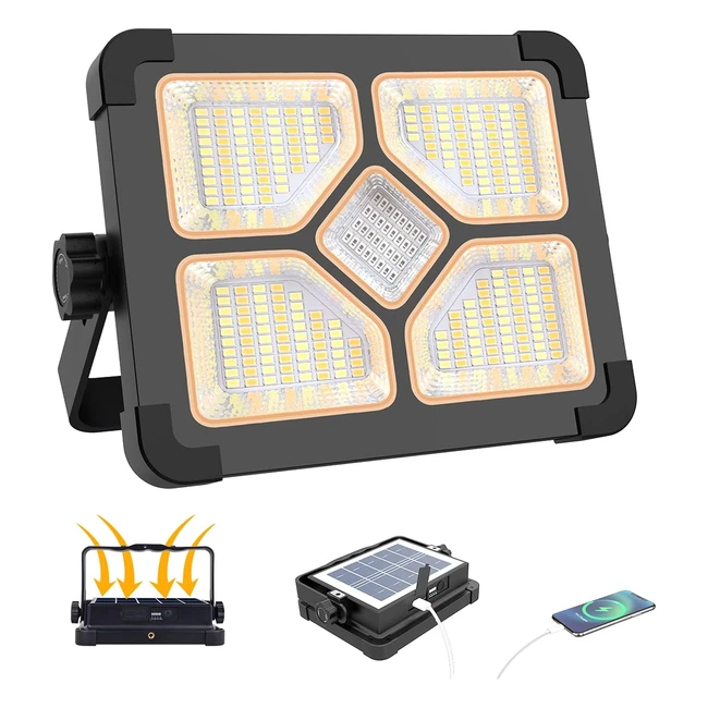 Foco LED Recargable 150W ERAY - 5 Modos de Luz - Panel Solar - Batera 15000mAh