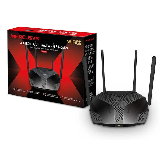 Mercusys AX1800 Dualband WiFi 6 Router MR70X - Super Fast Speeds - Ideal for Gaming - 3 Gigabit LAN Ports