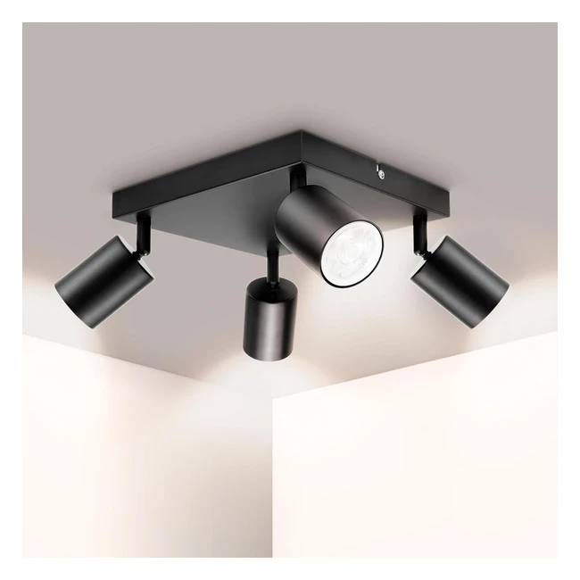 Lampada Faretti da Soffitto LED Nero Moderna - Ketom GU10 4 Luci