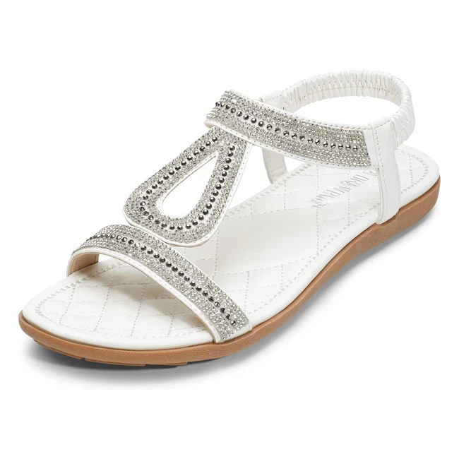Sandales plates bohmiennes femme - Brillant estival - Strass - Design - Rf1