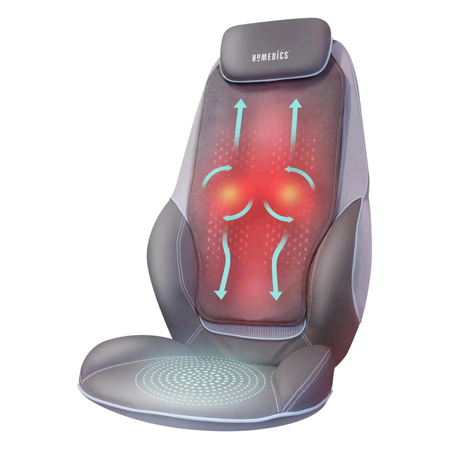 Homedics Shiatsu Massagesitzauflage Deluxe - Rcken Schultermassagegert - Wrme Vibrationsmassage - Grau