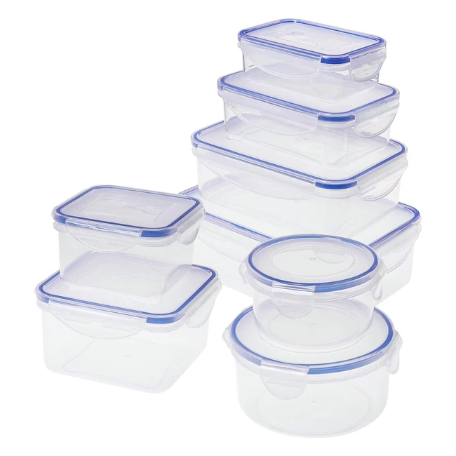 Set Contenitori Alimenti Ermetici 8pz Plastica BPA Lavastoviglie Congelatore