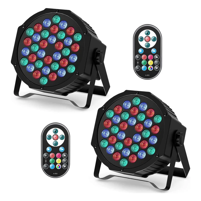 Focos LED Par RGB con Control DMX y Sonido - 36 LED - Iluminación Escenarios - 2pcs