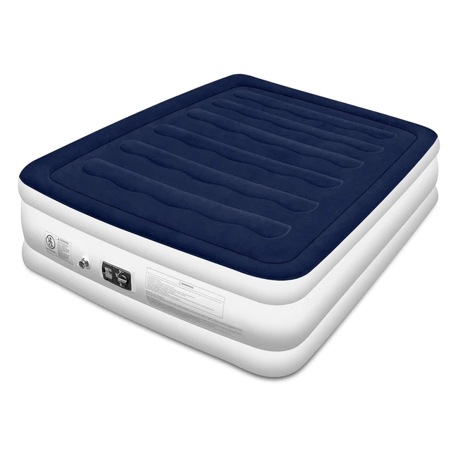 Colchn Inflable Doble con Bomba Incorporada - PVC No Txico - Ergonmico y R