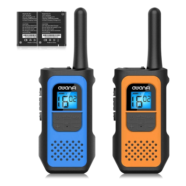 Walkie Talkie Recargable Awanfi para Nios y Adultos - 16 Canales VOX - Bater