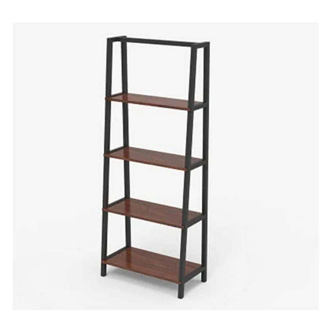 Novilla 4-Tier Large Storage Bookshelf Industrial Ladder Metal Frame Rustic Brow