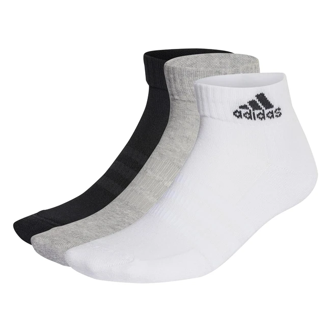adidas Unisex Cushioned Ankle Socks - 3 Pairs | Medium Grey Heather/White/Black | #Sportswear #Comfort #Athletic