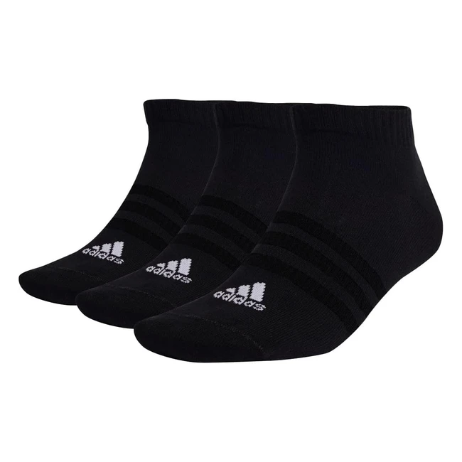 Adidas Unisex Lowcut Sportswear Socks - Thin Light 3 Pairs BlackWhite 1234