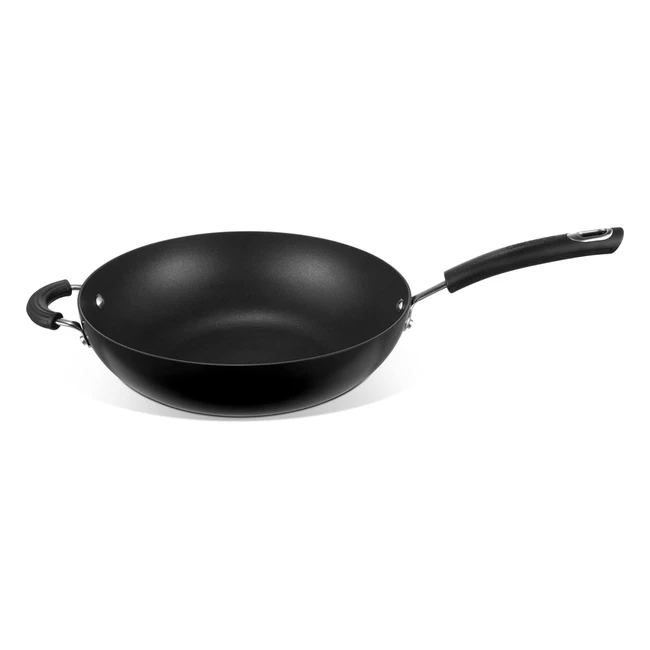 Circulon Total Induction Wok Non Stick 30cm Large Pan - Heat Resistant Handles - Deep Stir Fry Black