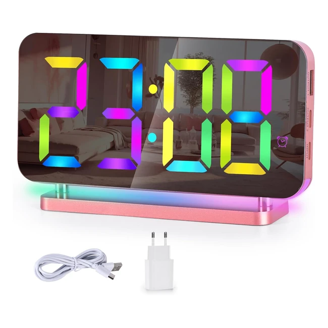 Sveglia Digitale Szelam da Comodino 74 RGB Display LED Dimmerazione Automatica