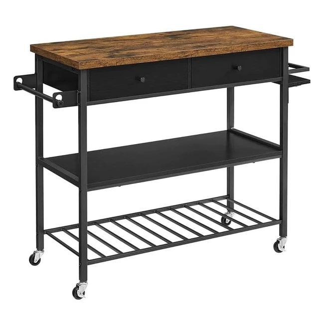 VASAGLE Kchenregal Kchenwagen Multifunktionsregal Kcheninsel mit 3 Regalen