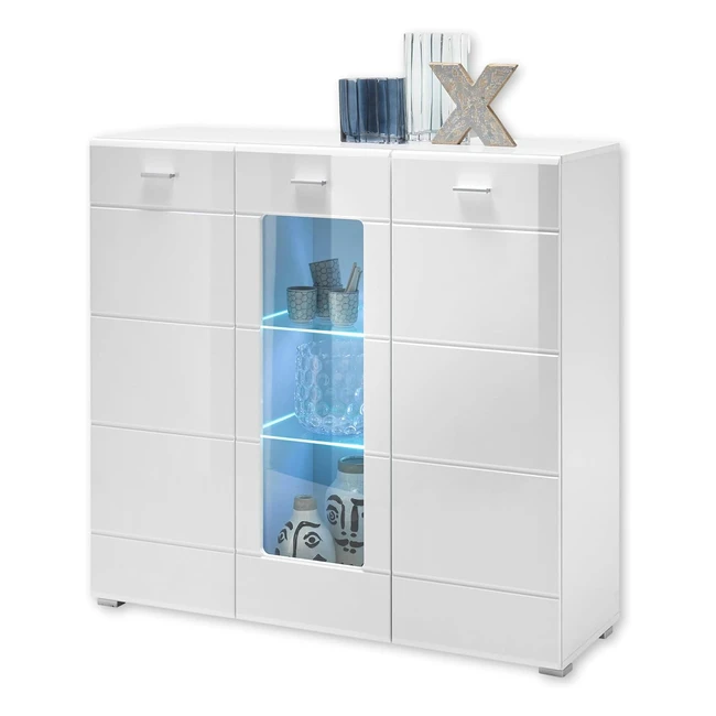 Enrique Highboard LED-Beleuchtung Wei Hochglanz BHT 120 x 112 x 42 cm