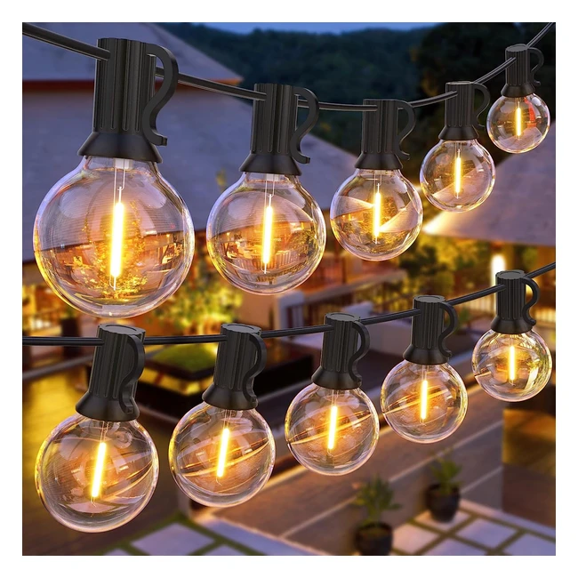 Outdoor Festoon Lights Mains Powered 30m100ft Garden Lights with 1W 502 Shatterproof G40 Bulbs