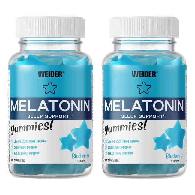 Weider Pack Duo Melatonin Gummies 2x60 - Sapore Mirtillo - 1mg Melatonina - Sonn