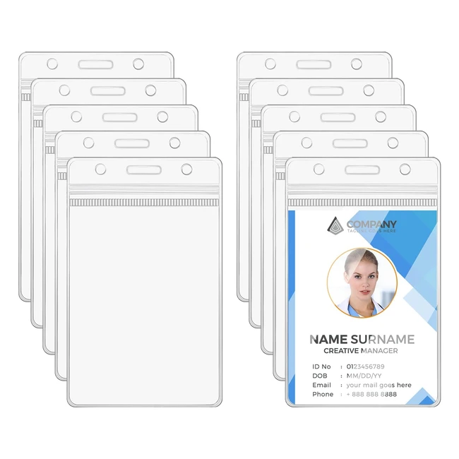 Vicloon Plastic Card Holder 10pcs - Waterproof ID Badge Card