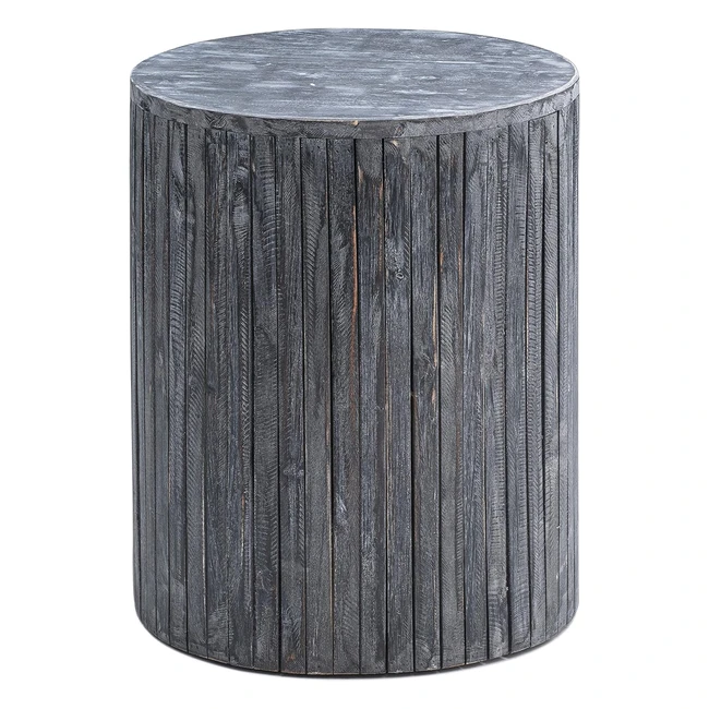 Recycled Wood Stool & Plant Stand - Dark Grey - Rustic Charm - 39x39x48 cm