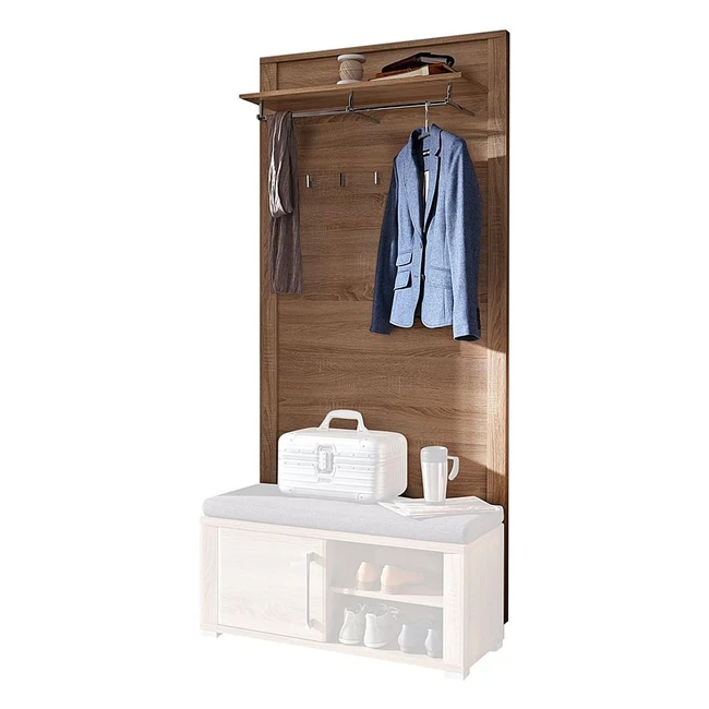 Stella Trading Garderobenleiste Sonoma Eiche Hutablage Wandhaken 90x196x27cm