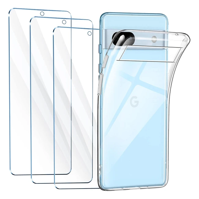 Funda Google Pixel 7a 3 Pack Protector de Pantalla Transparente TPU Silicona Vidrio Templado