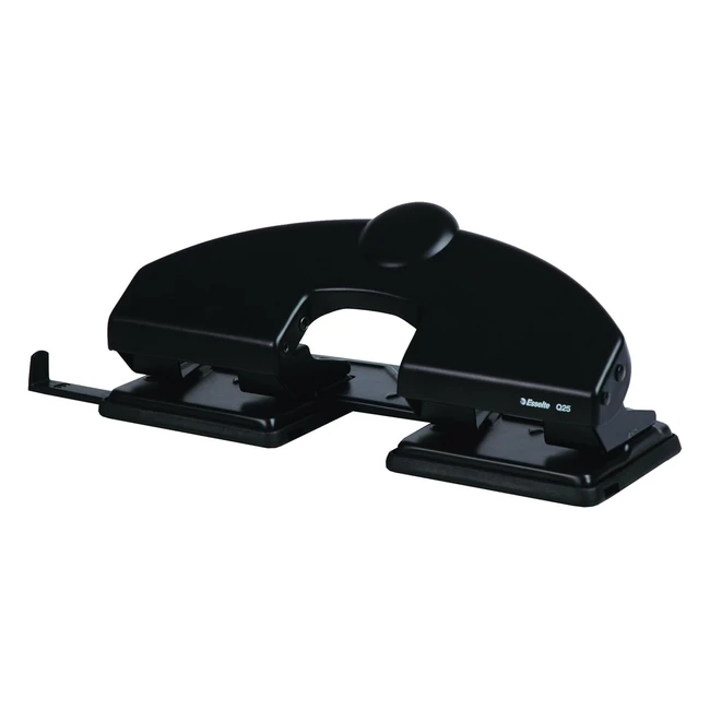 Perforateur Esselte Q25 Noir Métallisé - 25 Feuilles - Règlette de Guidage - 177039