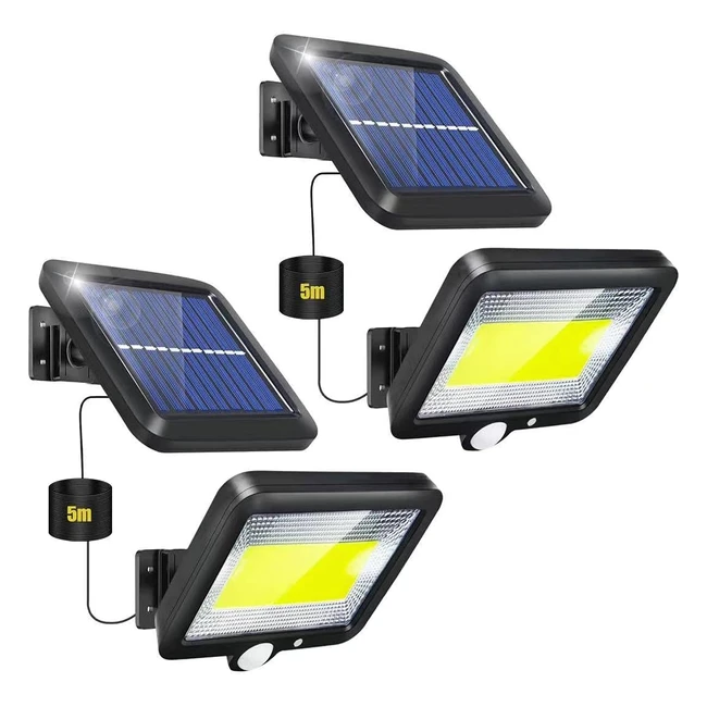 Focos LED Solar Exterior 2 Paquetes - Sensor de Movimiento - IP65 Impermeable - Potentes