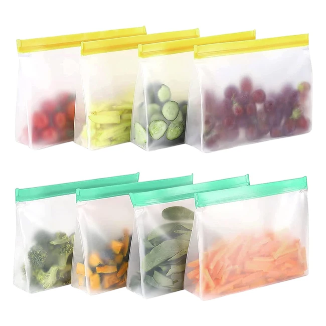 Bolsas Silicona Reutilizables PEVA Diseño Suelo Alimentos 8 Unidades